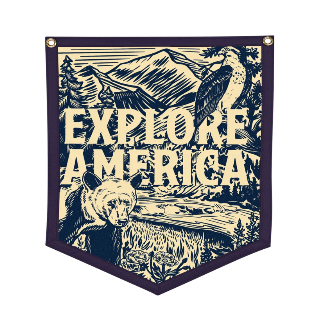 Explore America Camp Flag – Twisted Arrow Goods