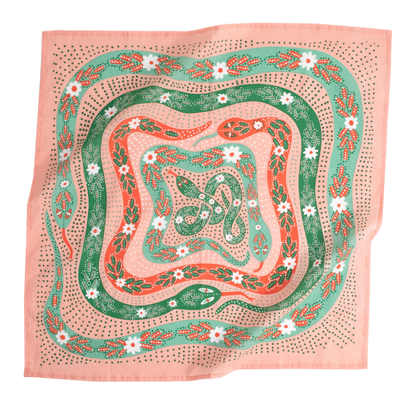 Handker Bandanas - No. 069 Snakes Pink Bandana