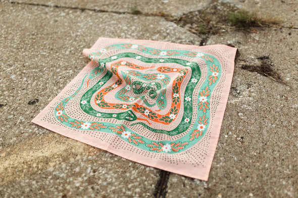 Handker Bandanas - No. 069 Snakes Pink Bandana