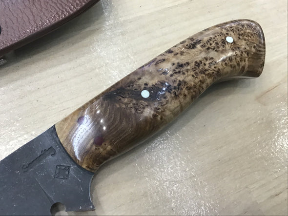 Harpoon Drop Point Hunter in CPM154 Black Ash Burl Handle