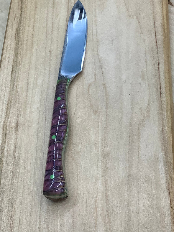 Serenity Knives Slim Pairing Knife in CPM154 with Pink Pine cone Handle