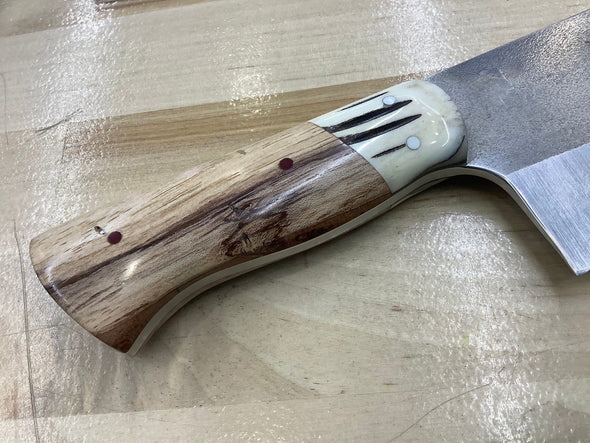 Serenity Knives - Hunka Bunka Bocho in CPM MagnaCut with Antler Bolster & Texas Spalted Pecan Handle