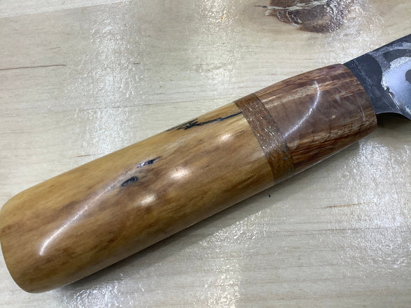 Hidden Tang Pairing Knife in CPM154 with Curly Maple Ferrule & Texas Spalted Pecan Handle