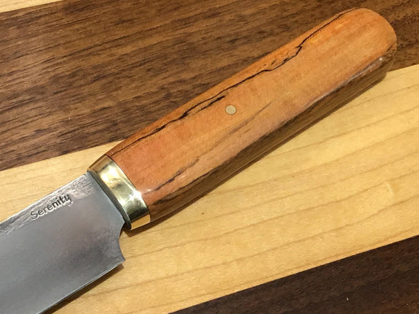 K-Tip Honesuki Knife with Brass Ferrule and Red Spalted Pecan handle